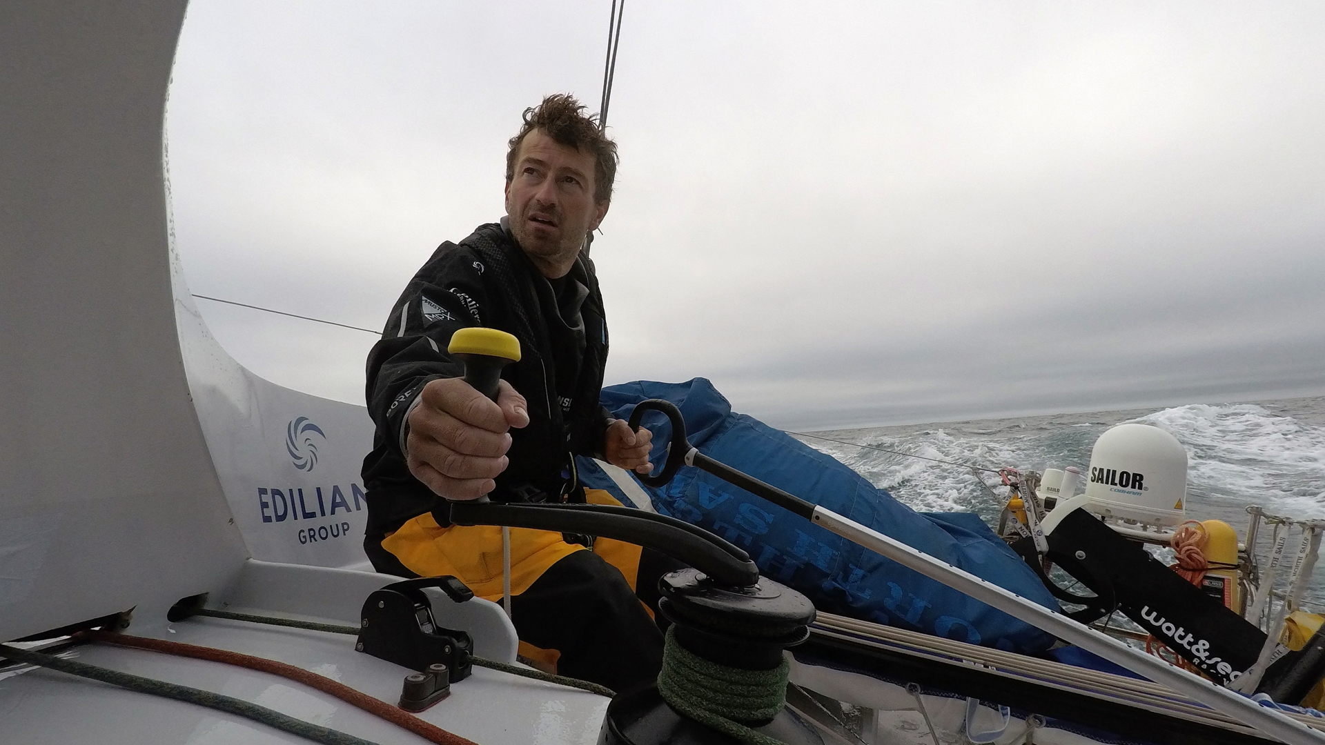 Phil Sharp aboard OceansLab Class 40